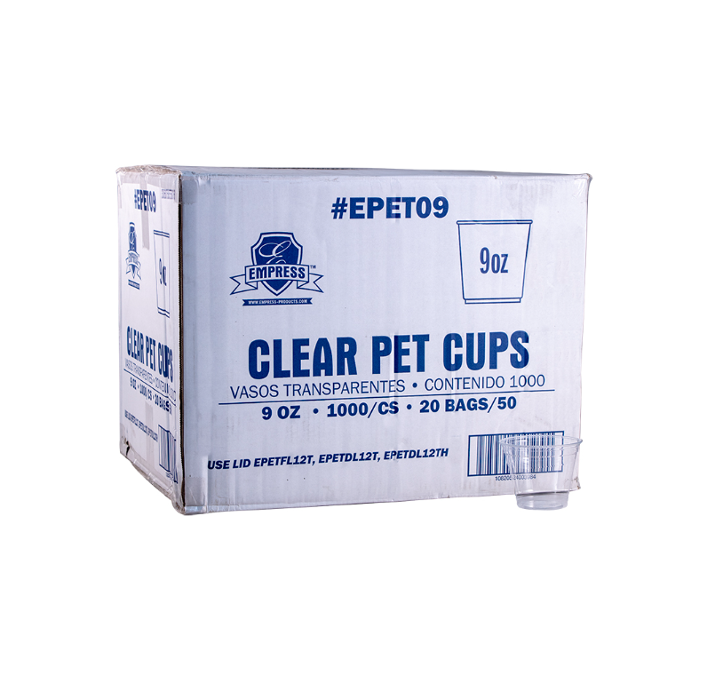 PET Clear Cup 9oz Squat 20 / 50 Case (1 Case)