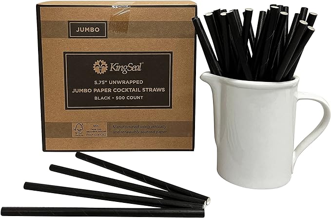 Paper Cocktail Straws, Clack, Unwrapped 5.75 inch  500/box