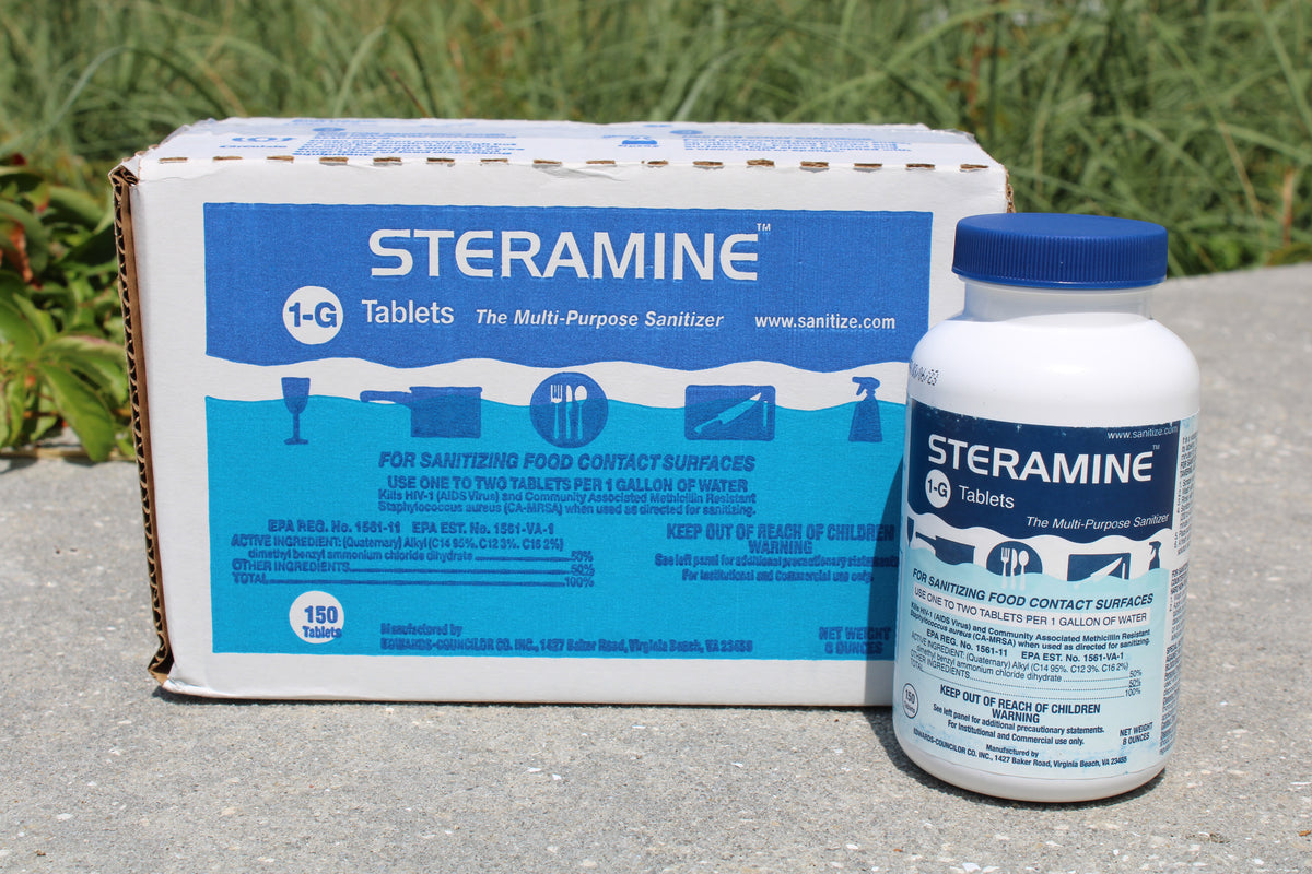 Steramine Quaternary sanitizing tablets case of 6 /150 tablet bottles