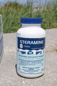 Load image into Gallery viewer, Steramine Quaternary sanitizing tablets case of 6 /150 tablet bottles

