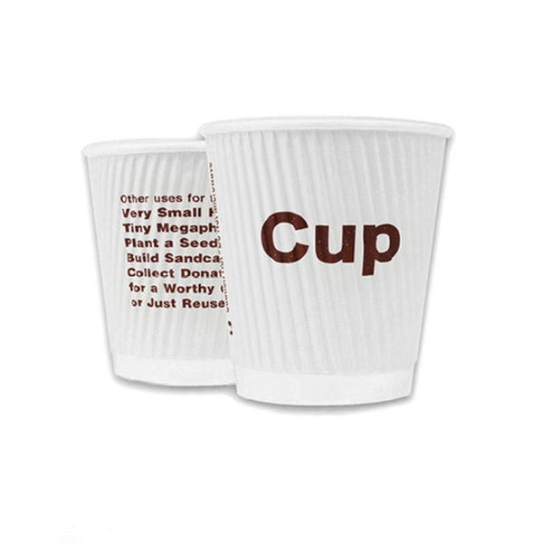 Coffee Cup Wrapped - White Cup w/Brown Print 900/case