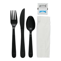 Load image into Gallery viewer, Heavy Weight Cutlery Kit PP Knife Fork TS S&amp;P Napkin Black 250 / cs
