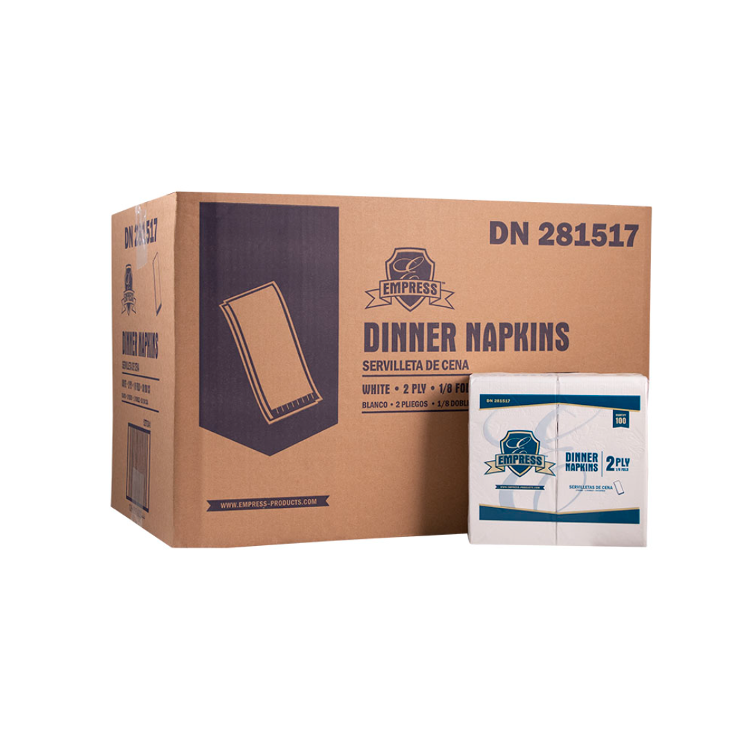 Dinner Napkin 2 ply  1/8 Fold 3000/case. Virgin White