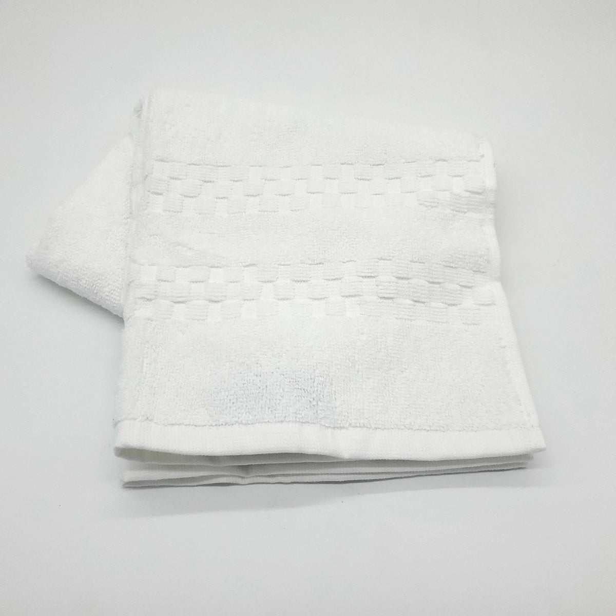 Oxford Viceroy 100% Cotton Bleached White Terry Handtowel W/ Dobby Checkered Border & Double Stitched Side Hem 16x30 5 DZ / Case (1 Case)