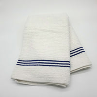 Load image into Gallery viewer, Oxford Three Stripes White Ribbed Pool Towels 100% Cotton White Ribbed with Three Color Stripes (10 DZ / Case)
