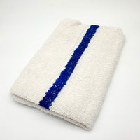 Load image into Gallery viewer, Oxford Blue Center Stripe White Pool Towels White with Blue Center Stripe Cam Border

