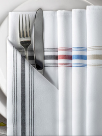 Load image into Gallery viewer, Bistro Napkins 100% Spun 2 Ply MJS Polyester White W/ Stripe (144  / Case)
