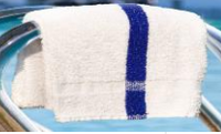 Load image into Gallery viewer, Oxford Blue Center Stripe White Pool Towels White with Blue Center Stripe Cam Border

