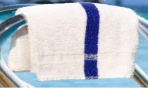 Oxford Blue Center Stripe White Pool Towels White with Blue Center Stripe Cam Border