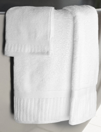 Load image into Gallery viewer, Oxford Signature Towel Collection White 100% Ringspun Cotton Piano Design Dobby Border &amp; Dobby Hemmed (2-25 DZ / Case)
