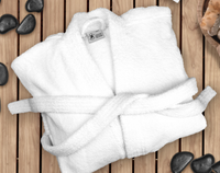 Load image into Gallery viewer, Oxford Terry Bathrobes 100% Ringspun Cotton White Kimono (12 Bathrobes per Case or 5 DZ Belts per Case)
